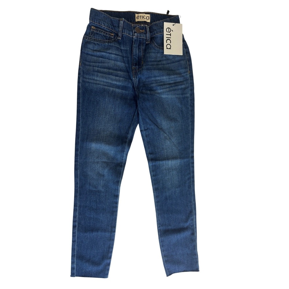 Etica Junior Size 1 Blue Skinny Jeans Dark Wash Raw‎ Hem Denim Slim Fit Pants